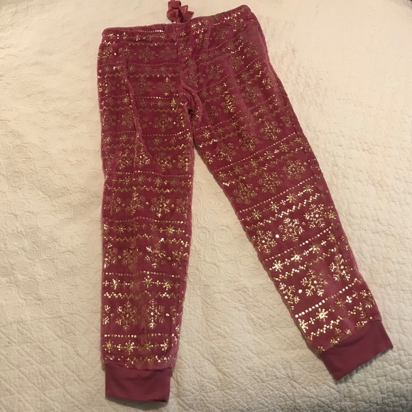 Secret Treasures fluffy pink pull-on sleep pants with gold snowflake pattern (L) - Picture 12 of 16